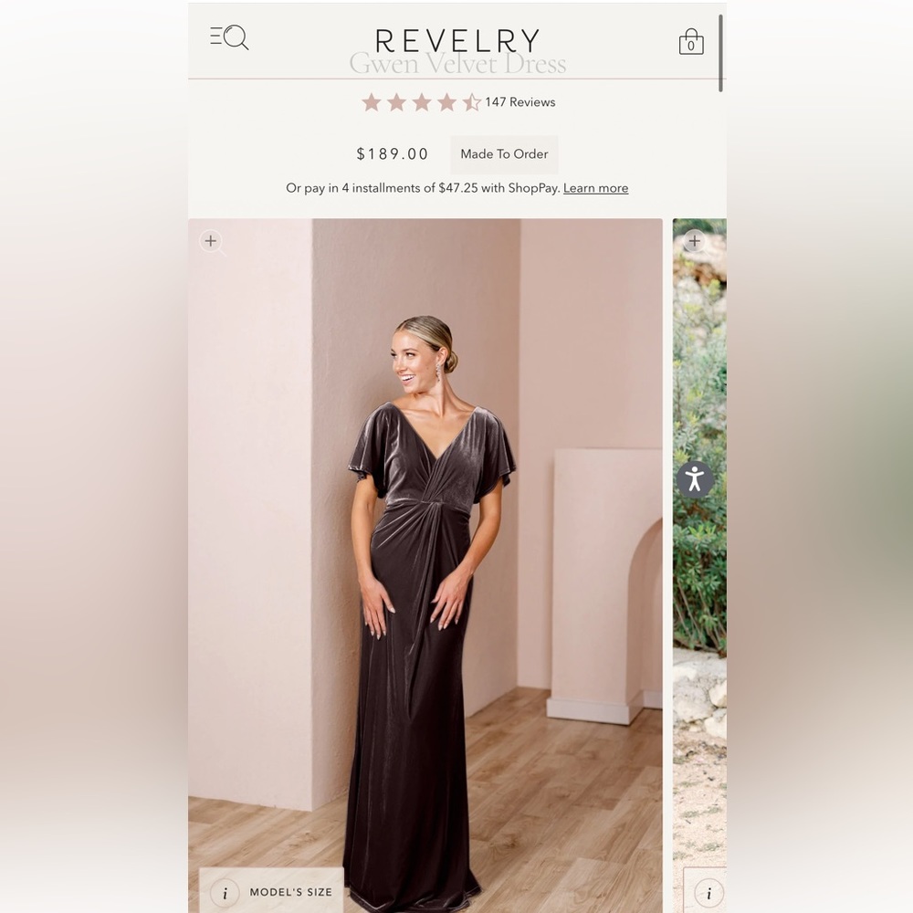 - Revelry Gwen Velvet dress bridesmaid/ maternity/ formal